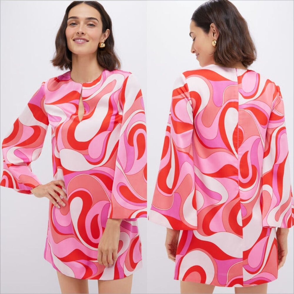 Vibrant Pink and Red Swirl Mini Dress - Picture 2 of 10